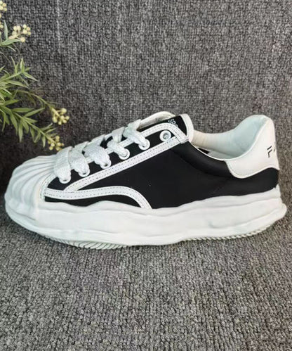 Women Versatile White Splicing Flat Shoes Cross Strap