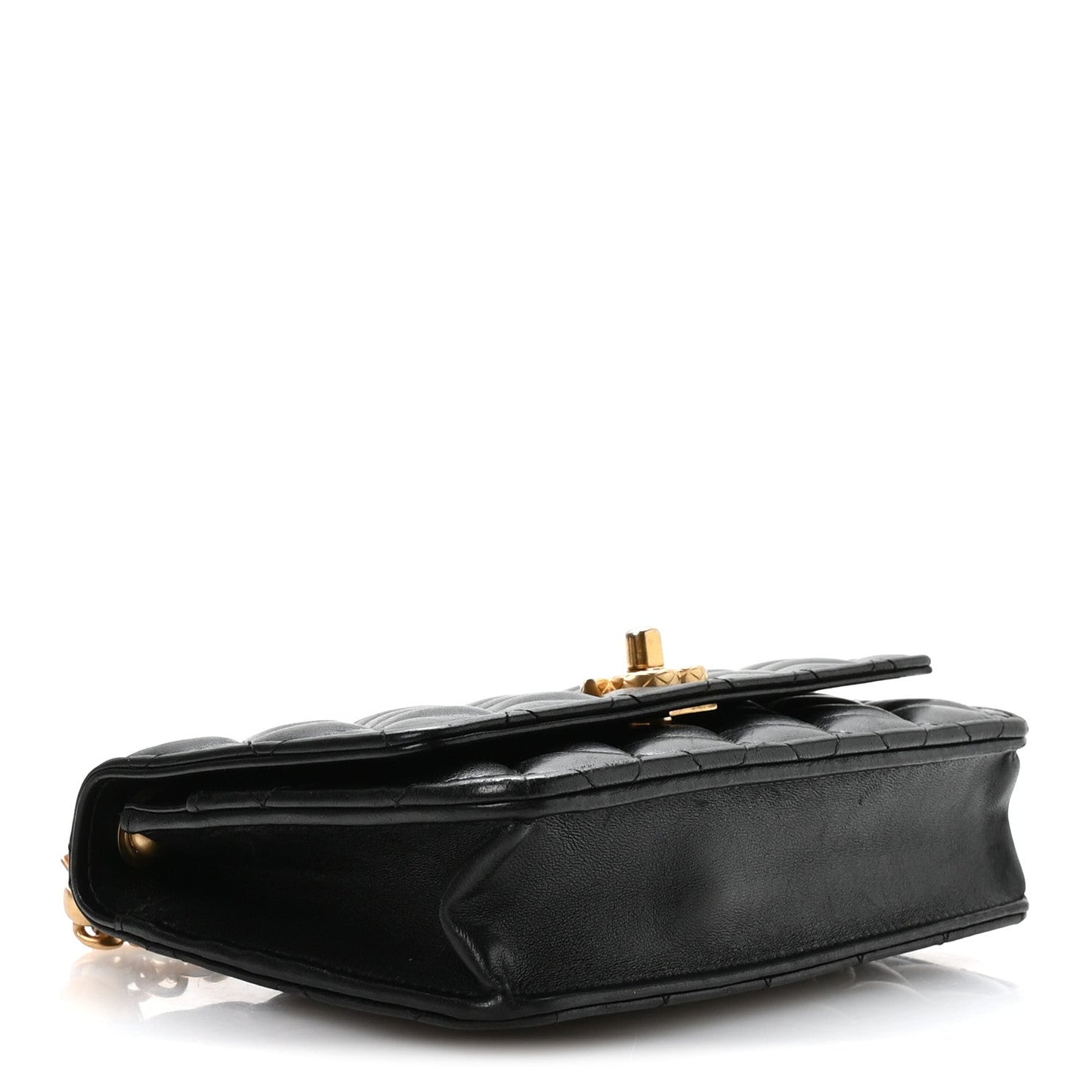 Lambskin Quilted Pillow Crush Wallet On Chain WOC Black