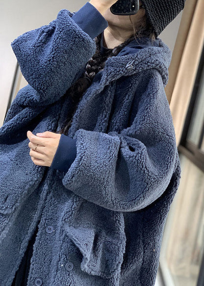 Fashion Coffee Hooded Oversized Teddy Faux Fur Long Coats Winter