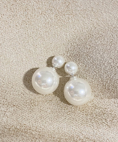 Brief Champagne Metal Alloy Pearl Stud Earrings