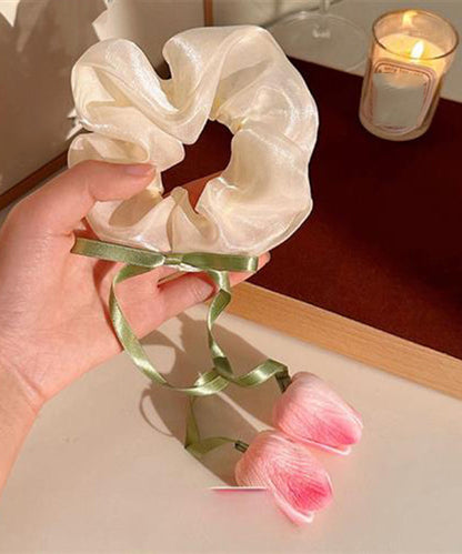 Cute Beige Silk Tulip Ribbon Hair Band