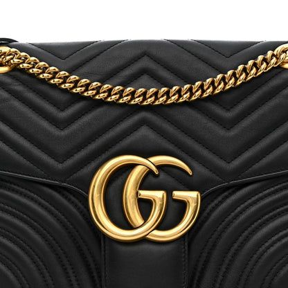 Calfskin Matelasse Medium GG Marmont Shoulder Bag Black