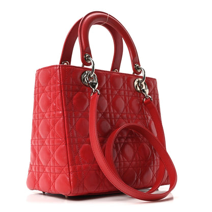 Lambskin Cannage Medium Lady Dior Red