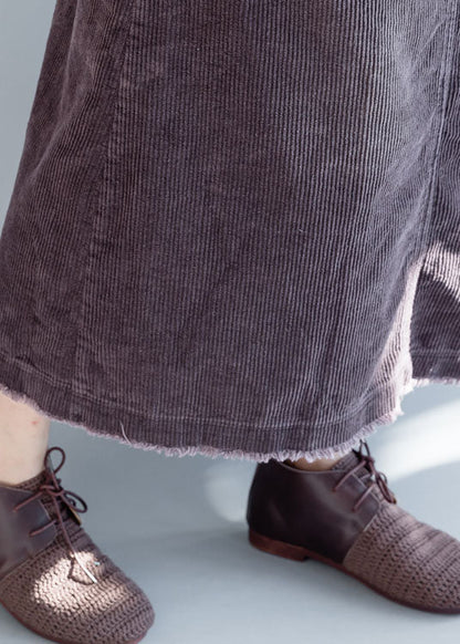 Elegant Purple Pockets Corduroy Casual Skirt