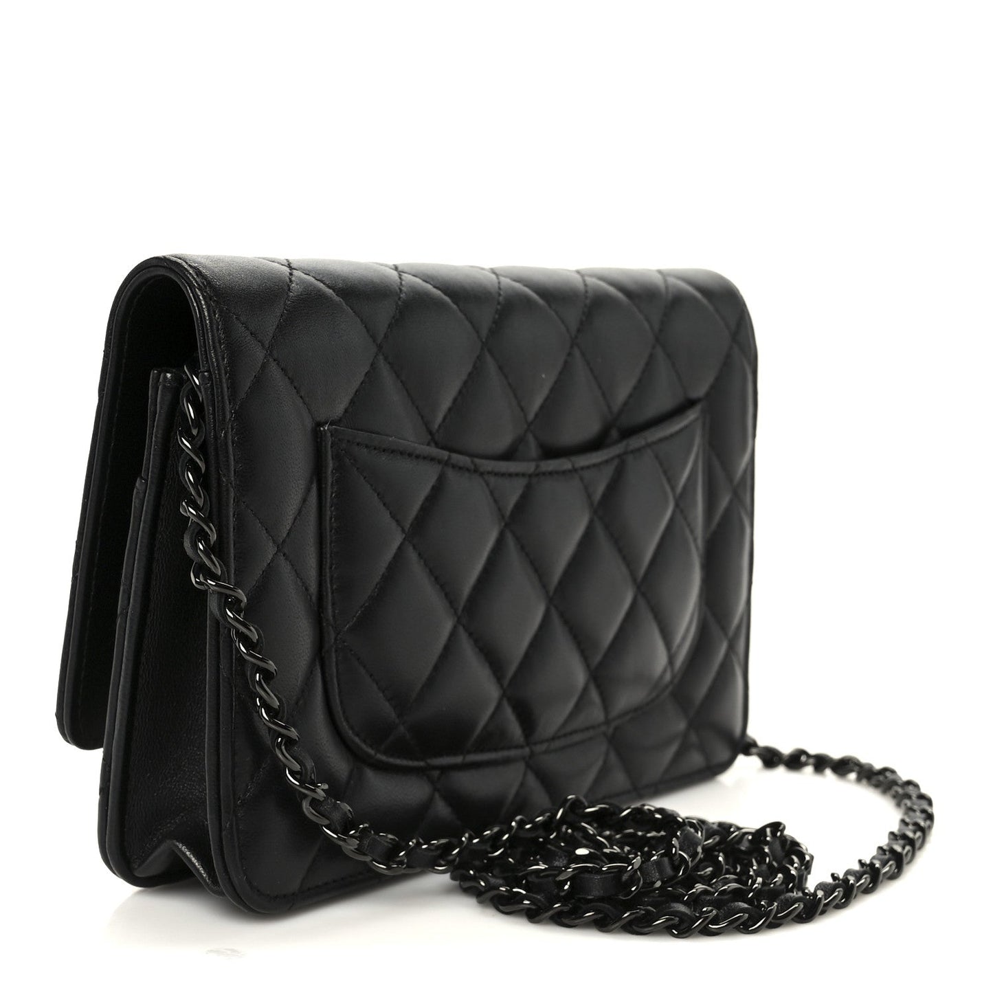 Lambskin Quilted Wallet On Chain WOC So Black