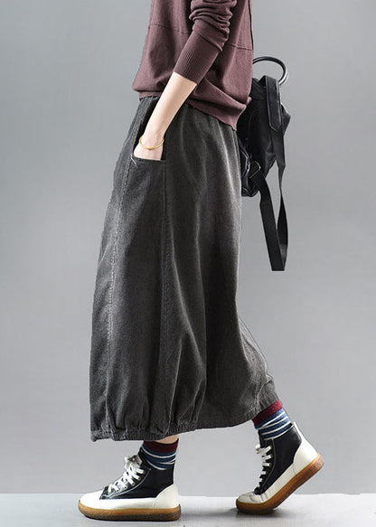 Beautiful Grey black wrinkled Patchwork Corduroy Skirts