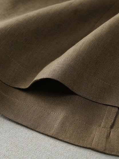 Solid Color Elastic Waist A-Line Casual Linen Skirt