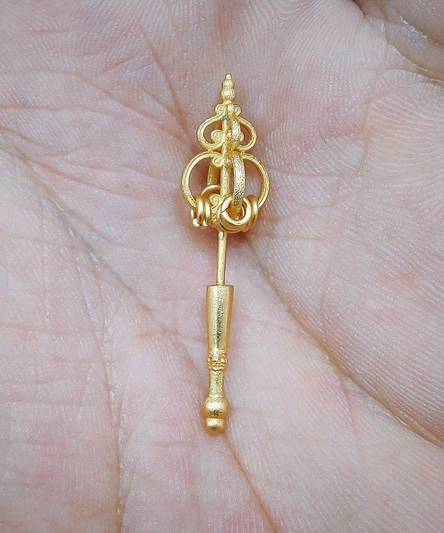 Original Design Gold Copper Zen Staff Earrings