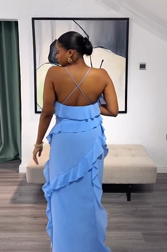 Sexy Low-Cut Backless Stringy Selvedge Dress