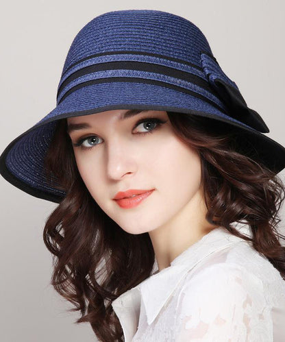 Korean Version White Versatile Foldable Straw Woven Bucket Hat