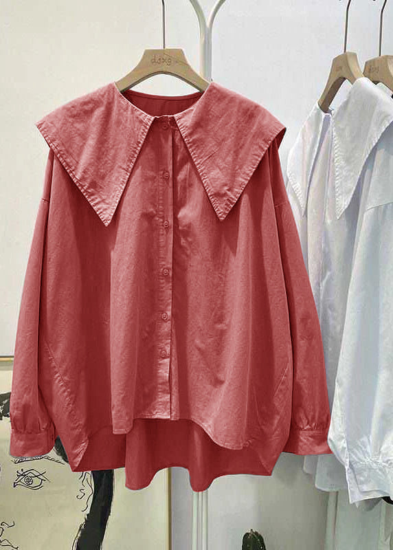 Bohemian Print3 Peter Pan Collar Button asymmetrical design Fall Long sleeve Top