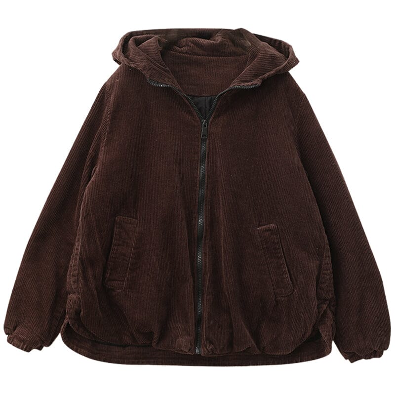 Winter Casual Fashion Cotton Corduroy Hooded Jacket