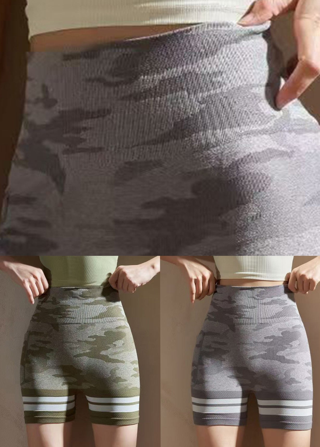 Dynamic Grey Print High Waist Gym Shark Leggings Shorts