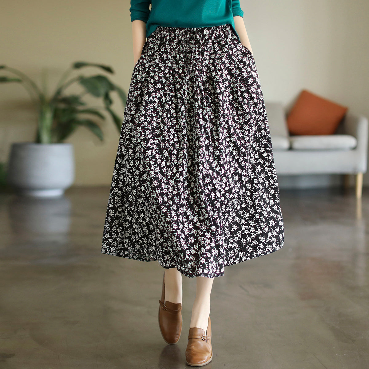Cozy Retro Fashion Cotton A-Line Skirt