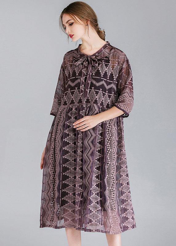 Organic Purple Fashion Chiffon Spring Half Sleeve Two Pieces Set