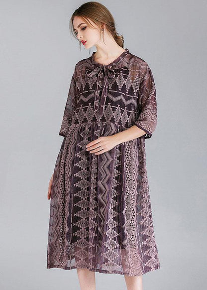 Organic Purple Fashion Chiffon Spring Half Sleeve Two Pieces Set