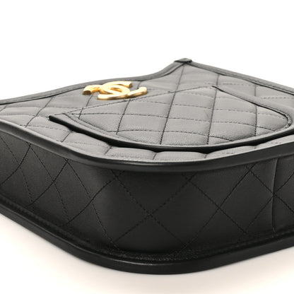 Calfskin Quilted CC Hobo Handbag Black