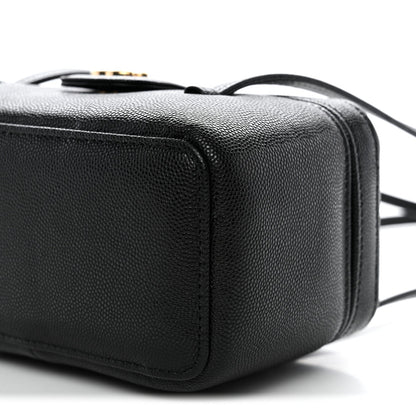 Shiny Caviar Preppy Coco Long Vanity With Strap Black