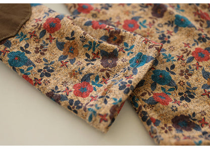 Artistic Print Knitted Vintage Floral T-Shirt