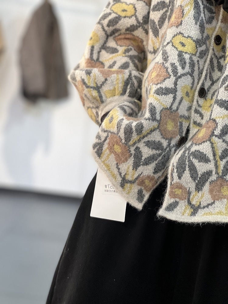 Ethnic Style Jacquard Knitted Literary Plush Sweater
