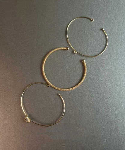 Original Design Gold Alloy Zircon Cuff Three-Piece Set