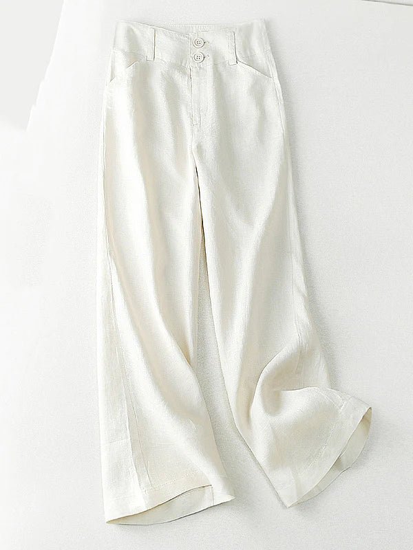 Loosen Solid Color Casual Wide Leg Linen Pants