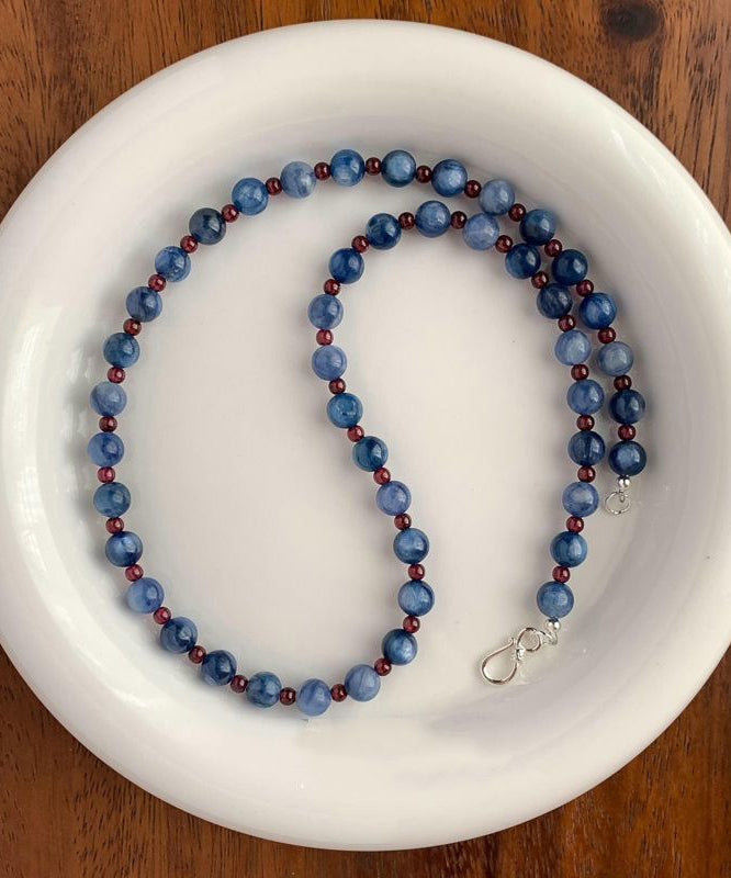 DIY Blue Sterling Silver Crystal Beading Gratuated Bead Necklace