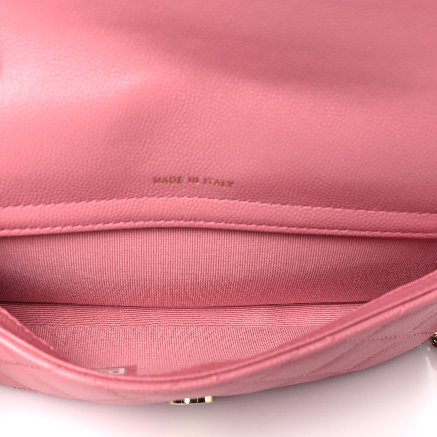 Caviar Quilted Flap Phone Holder With Chain Pink