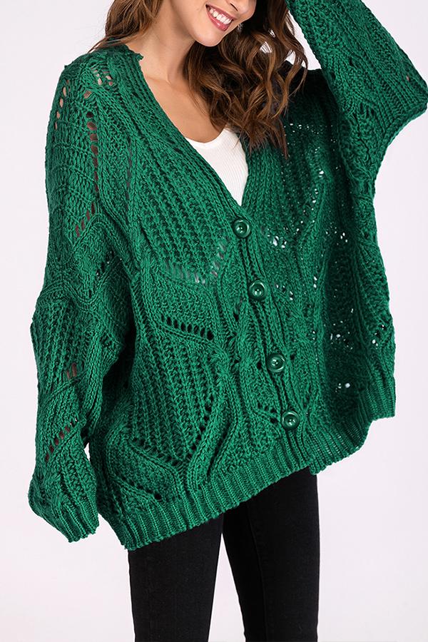 Solid Color V Neck Sweater