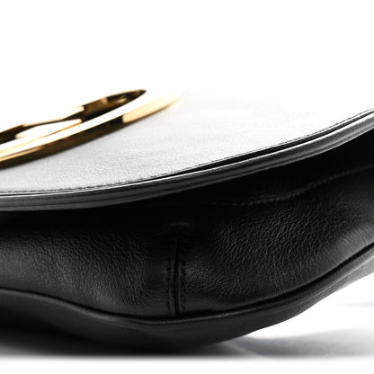 Roxy Calfskin Blondie Chain Shoulder Flap Bag Black