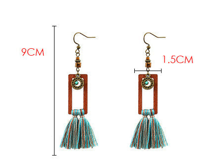 Boho Vintage Square Fringe Earrings