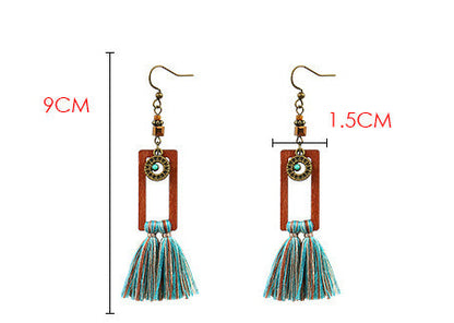 Boho Vintage Square Fringe Earrings