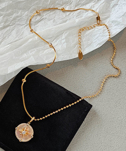 Elegant Gold Shell Adjustable Copper Pendant Necklace