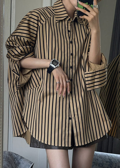 Casual Black Coats And Striped Shirts Two Piece Set Spring