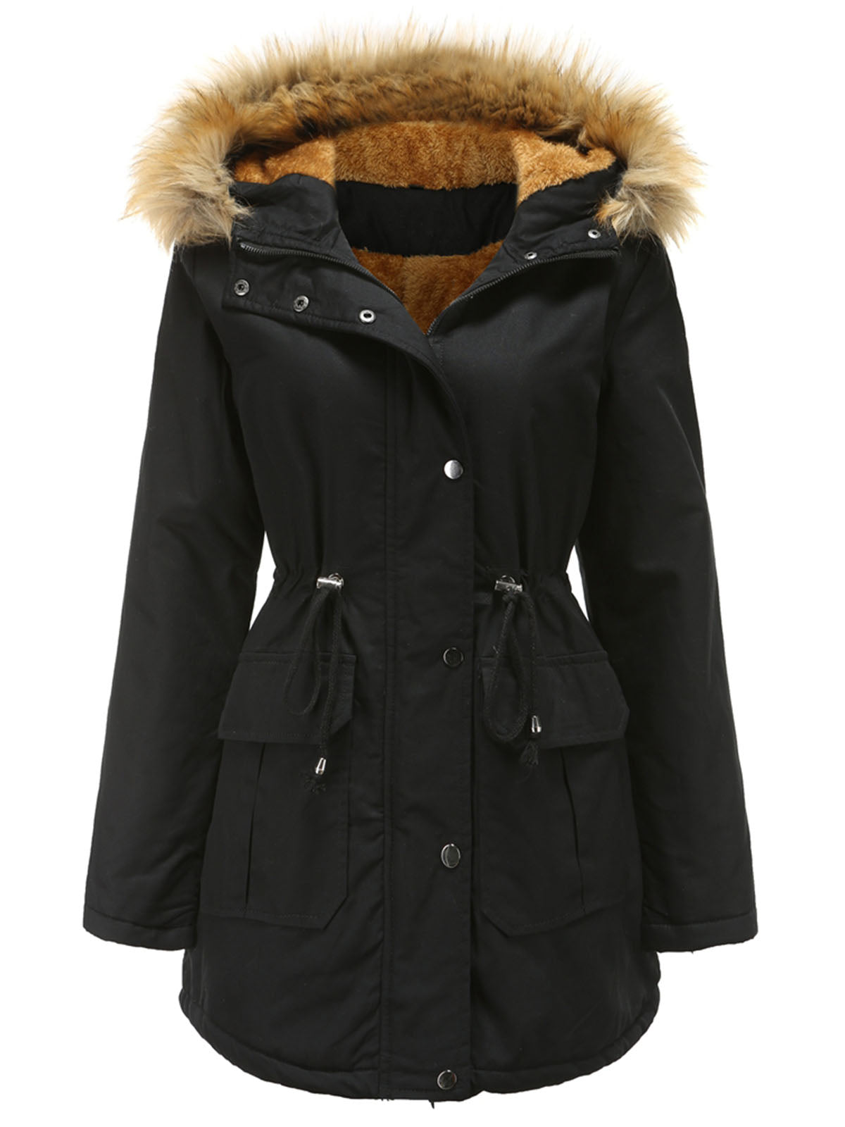 Women's Coat Street Daily Winter Plush Long Coat Solid Color Oversized Fur Warm Coat