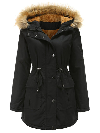 Women's Coat Street Daily Winter Plush Long Coat Solid Color Oversized Fur Warm Coat