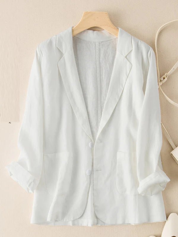Casual Linen Long Sleeve Cropped Blazer