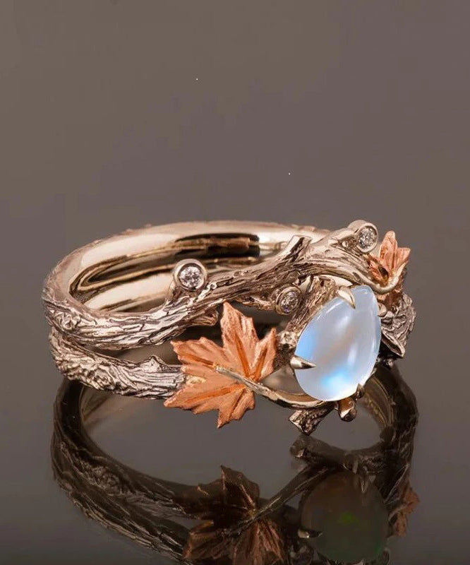 Vintage Women's Fashion Antique Gold Twig Maple Leaf Rings
