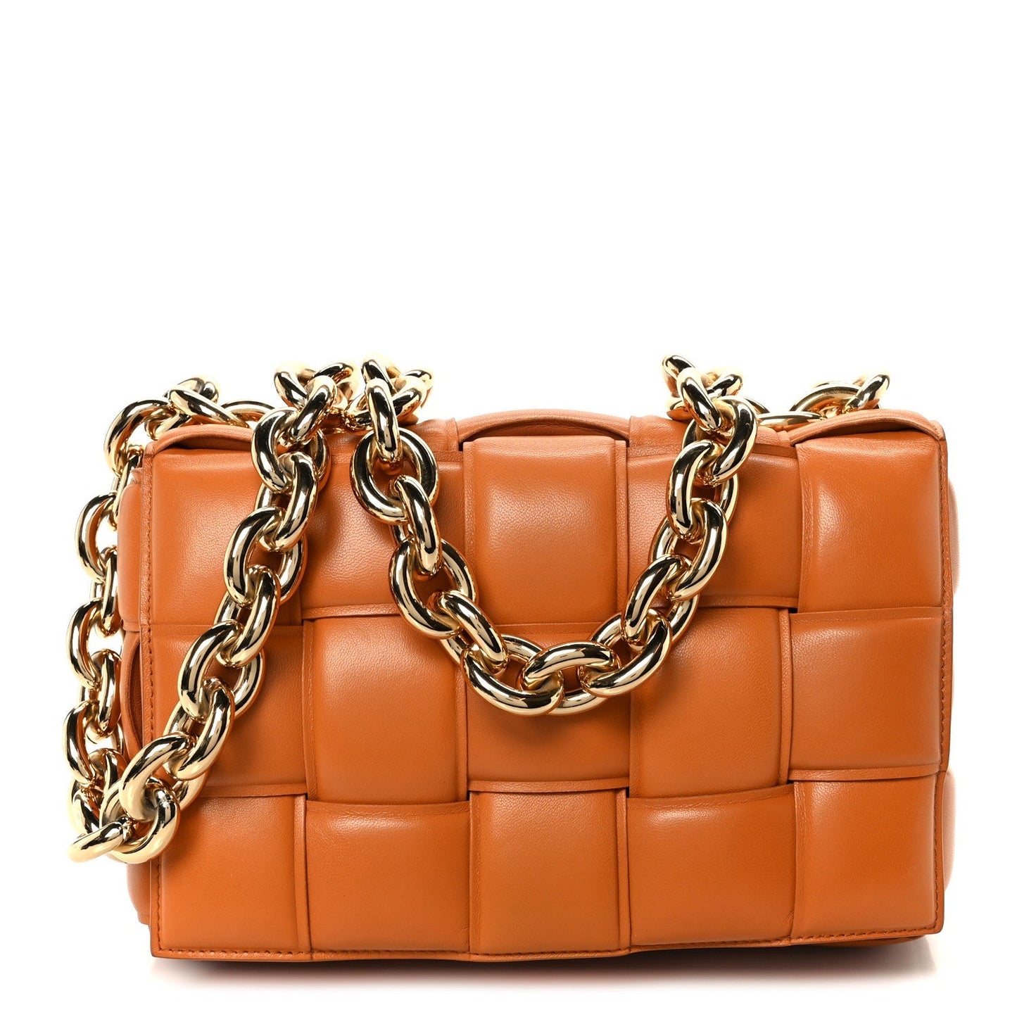 Lambskin Maxi Intreccio Padded Chain Cassette Crossbody Bag Clay