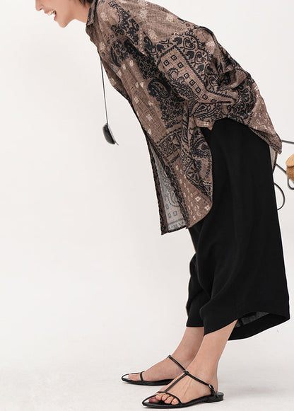Stylish Chococlate Oversized Print Cotton UPF 50+ Shirts Summer