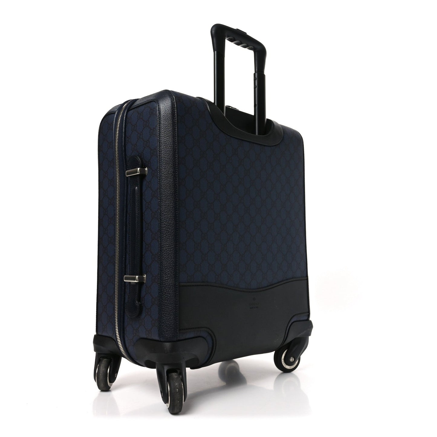 GG Supreme Monogram Textured Dollar Calfskin Web Ophidia Small Savoy Cabin Trolley Black Blue