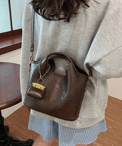 Stylish Coffee Versatile Faux Leather Bucket Bag