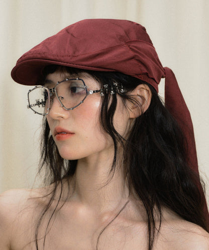 Original Design Dark Red Summer New Bow Breton Hat