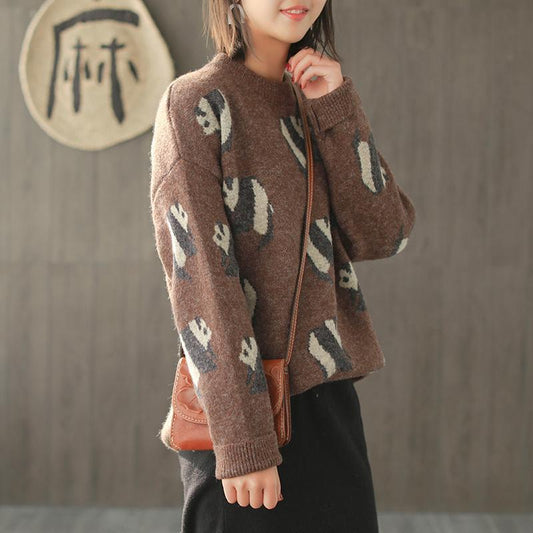 Cute Loose Core Yarn Round Neck Sweater