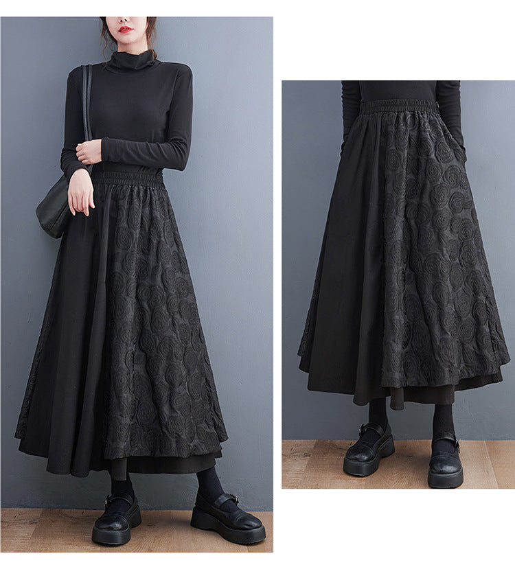 Loose Plus Size Stitching Design Skirt