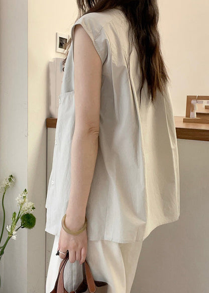 Women Apricot Stand Collar Asymmetrical T Shirt Short Sleeve