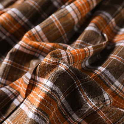 Women Plaid Pocket A-Line Vintage Elastic Waist Skirt