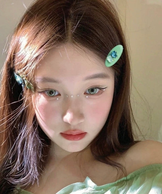DIY Green Acrylic Zircon Love A Pair Hairpin