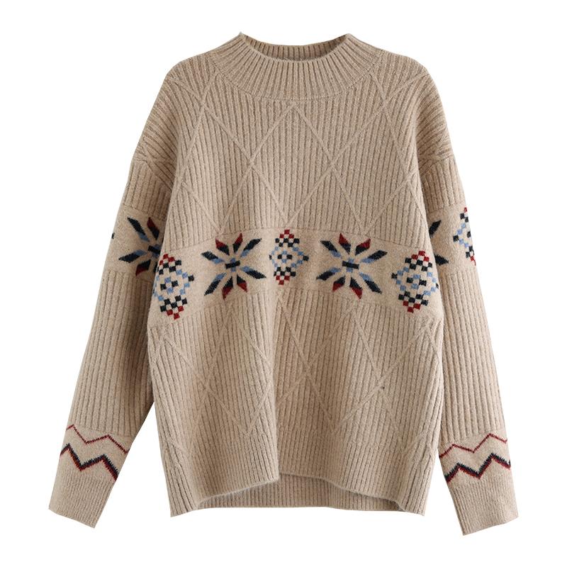 Winter Vintage Half Turtleneck Loose Casual Knitted Sweater