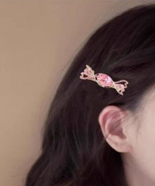 Cute Pink Alloy Crystal Zircon Candy Hairpin